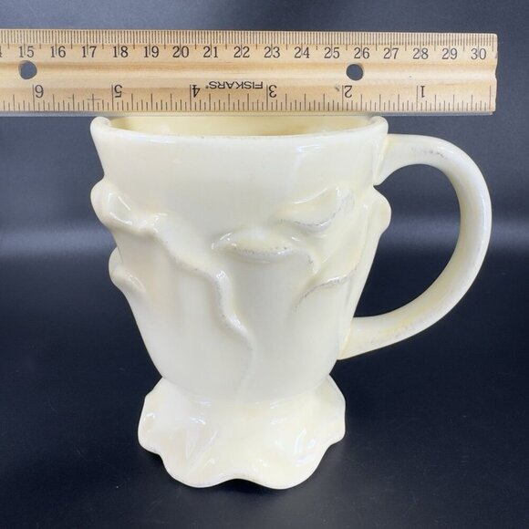 Roscher Flower Antique Butter Yellow Coffee Mug Cup Flower Shape Set 2 Mugs Cups - Picture 4 of 16